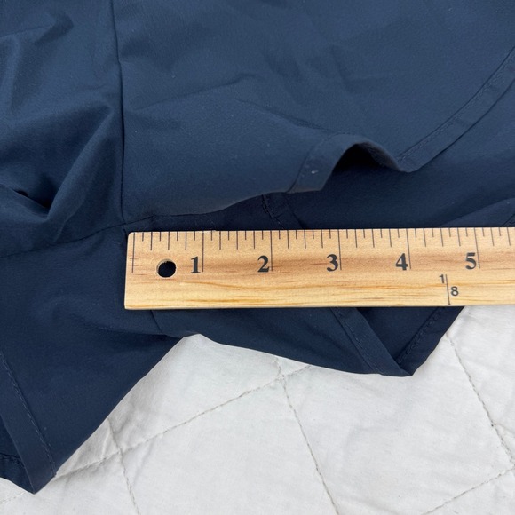 B Athletic Shorts Navy Blue Smocked Waist Zipper Pocket Women M Athleisure - Picture 6 of 9